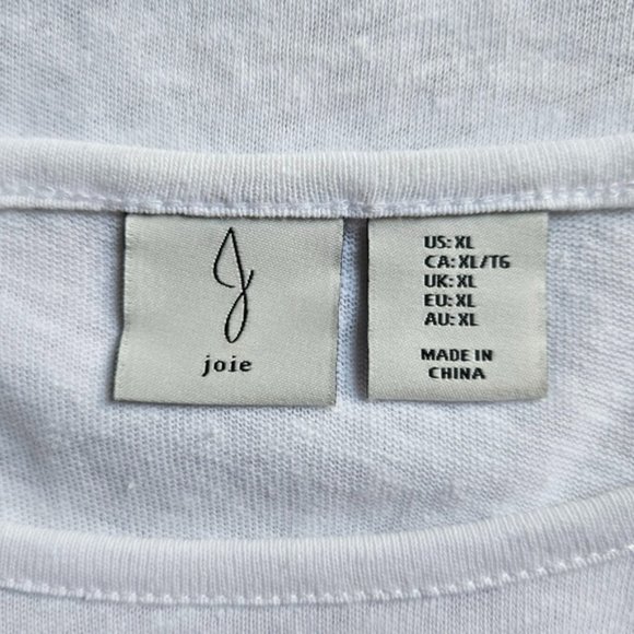 NWOT Joie Ruched Drawstring Shoulder Linen Blend T-shirt Top XL - Picture 5 of 5